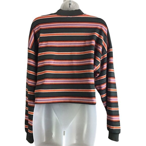 Wild Fable Mock Neck Striped Cropped Long Sleeve T-Shirt - Picture 3 of 8